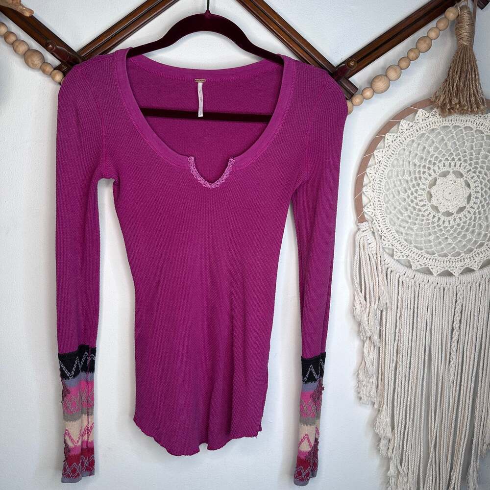 Free People Kombucha Cuff Pink Long Sleeve Thermal